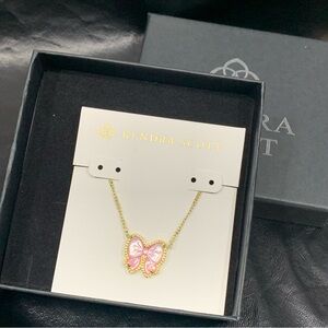 Kendra Scott Gold and Pink Butterfly Necklace